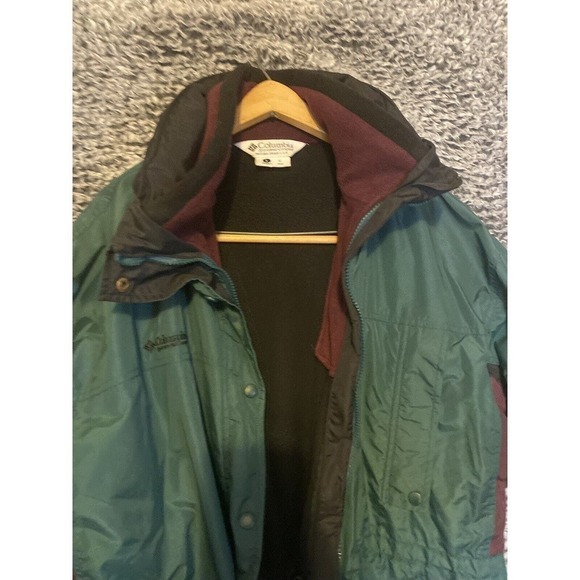 VTG Columbia Long’s Peak Jacket Size women’s Large Shell Only Dark Berry/Forest - Picture 3 of 12